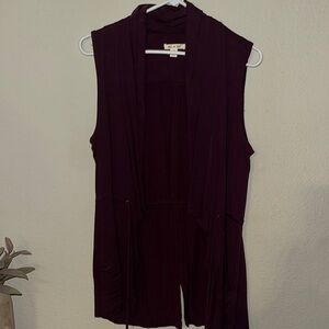 Olive & Oak Burgundy Sleeveless Cardigan